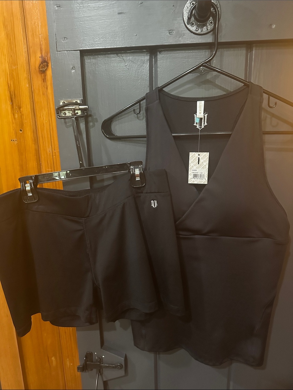 EleVen by Venus Williams Black Athletic Tank and Short Set